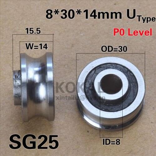 [SG25-P0] Free Shipping 4pcs chrome steel ball bearing grooved roller SG25RS SG8RS 8mm*30MM*14mm*15.5mm wheel