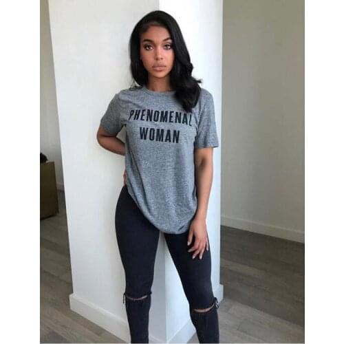 Skuggnas PHENOMENAL WOMAN Letter Print T-Shirt Women Funny Graphic tshirt Casual tees tops greys anatomy tumblr aesthetic tees
