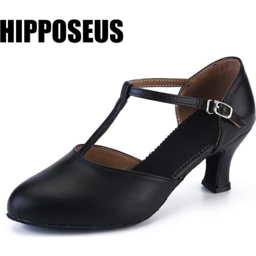 Modern Salsa Leather Dance Shoes Satin Women Latin Tango Ballroom Shoes Soft Sole 6cm High Heels Latin Shoes Fashion for Girls