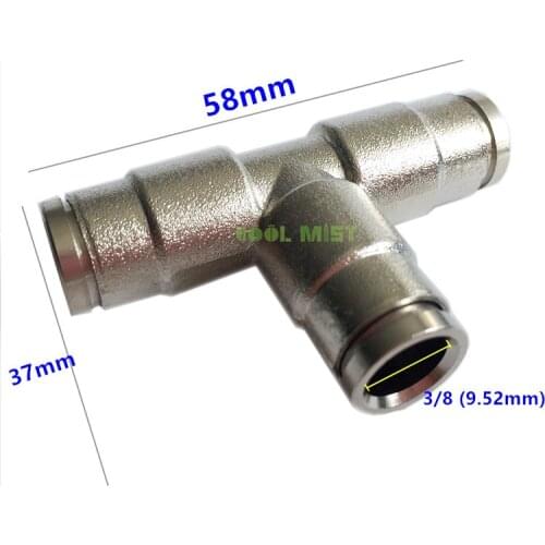 S264 High Quality 3/8 brass nickle tee connector Ferrule Tube Fitting Connector 3 way joiner 2pcs/lot