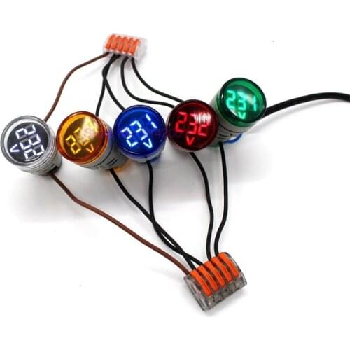 100pcs 22mm 60-500V AC LED Digital Display Gauge Volt Voltage Meter Voltmeter Indicator Light Signal Lamp Boat Navigation Tester