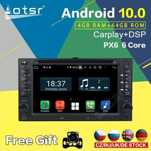 2 din PX6 IPS Touch Screen Android 10.0 Car Multimedia player For KIA Cerato BT Radio Head Unit Auto Stereo WiFi GPS Navigation