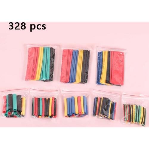 328pcs Heat Shrink Tubing Insulation Shrinkable Tubes Assortment Electronic Polyolefin Heat Shrink Tubes Wire Cable Sleeve Bag