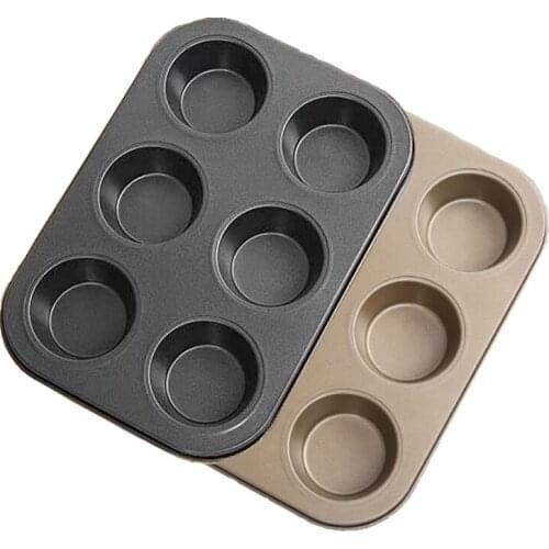 6-Cavity Cupcake Baking Tray Carbon Steel Non Stick Cake Baking Mold Tray Baking Tools Bakery ccessories