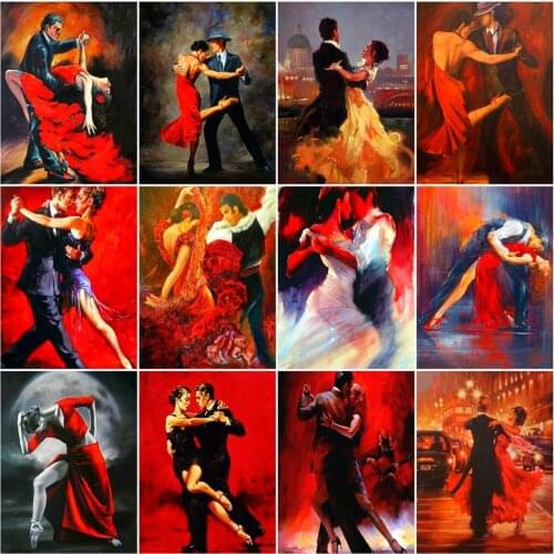 AZQSD DIY Frame Painting By Number Couple Drawing On Canvas Frame Paint By Numbers Dancer Kits Modern Wall Art Gifts