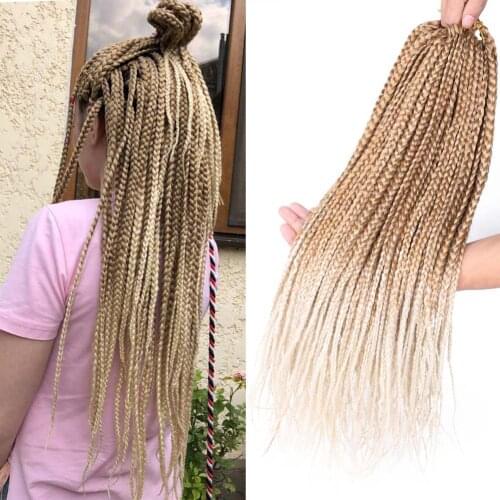 Belle Show 18 Inch Crochet Hair Box Braids Brown Blonde Synthetic Braiding Hair Extension 14 Inch Crochet Zip Braids For Women