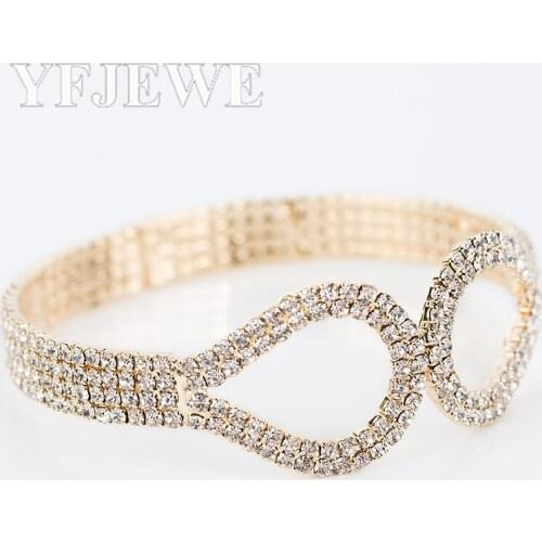 YFJEWE New Fashion Luxury rhinestone bracelet Austrian Crystal Wrist Four Rows Bangles For Women Jewelry B068