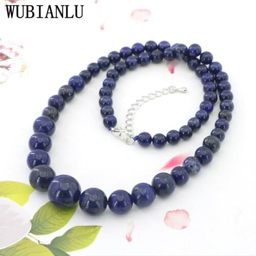 WUBIANLU Natural Stone 6-14mm Blue Lapis Lazuli Beads Round Beads Necklace Women Elegant Gift Fashion Jewelry T235