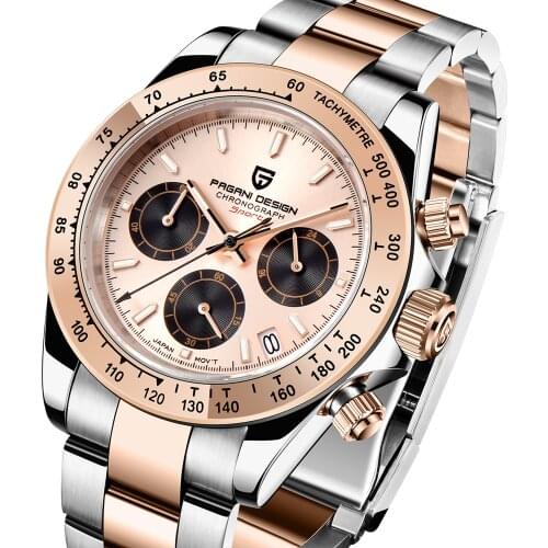Pagani Design Luxury Quartz Mens watches Gold Watch men Chronograph watches men Sport Full steel Clock VK63 Montres homme 2020