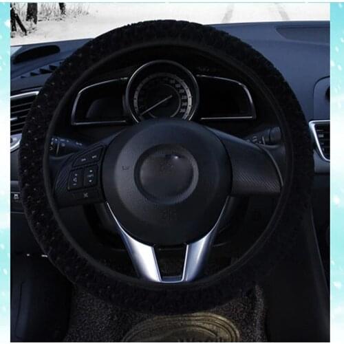 CHIZIYO Universal Warm Pearl Velvet Plush Car Steering Wheel Cover Comfortable Anti-slip For 36-38CM