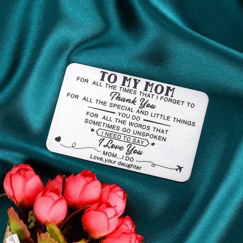 Mothers Day GiftsTo My Mom Wallet Insert I Love You Thank You Mom Gifts from Daughter Son To Mother Birthday Gifts