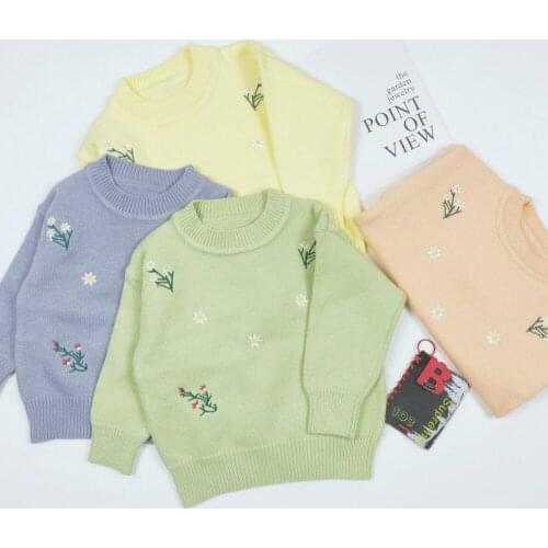 Kids Clothes Autumn Winter Baby Sweaters Toddler Girls Knitted Sweater Embroidery Flower Pullover Princess Clothes