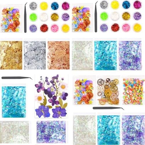 DIY Epoxy Mold Material Package Dried Flower Sequin Shell Paper Gear Fruit Slice Epoxy Decoration
