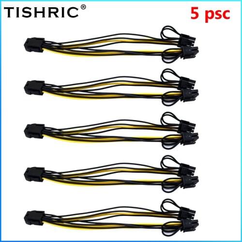 TISHRIC 5PCS PCI-e GPU Power Supply Cable 6Pin To 8pin 6+2 Pin PCI Express Graphics Video Card Extension Cord Mining Machine