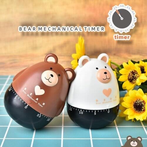 Bear Kitchen Timer Stainless Steel Mechanical Kitchen Timer Clock Multipurpose Lovely Kitchen Cooking Tools Countdown Management
