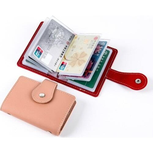 Fashion PU Leather 24 Bits Id Card Holder Bag Bank Card Case Men Women Sewing Thread Credit Passport Rfid Purse Card Wallet Bag