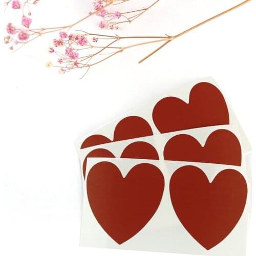 100pcs 50x50mm heart shape red adhesive SCRATCH OFF sticker DIY scratched film for postcard
