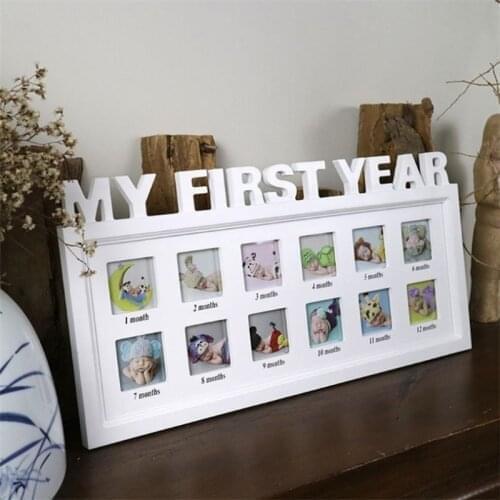 Newborn 1-12 Months Memorial Growing Picture Frame Baby DIY Photo Frame MY FIRST YEAR Kids 1 Year Birthday Room Wall Decorations