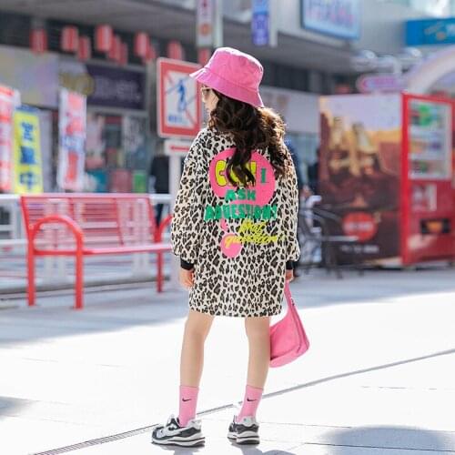 Long Sleeve Leopard Print Dress for Girls 8 years Spring Autumn Fashion Children Clothes