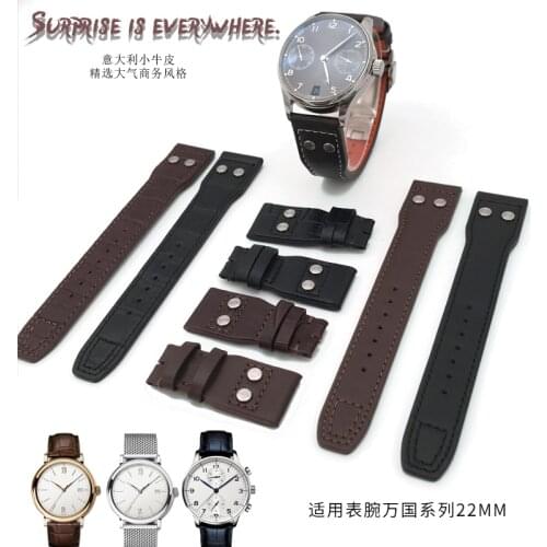 20mm 21mm 22mm Italian Cowhide Watch Strap Leather Folding Buckle Watchband Suitable for IWC PILOT PORTUGIESER Mark Series Watch
