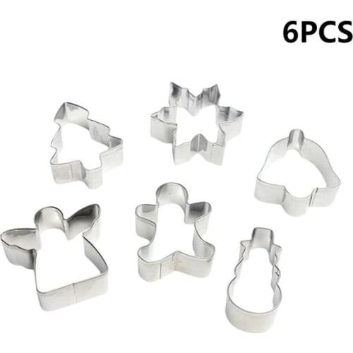 6pcs/set Christmas Cookie Molds Cookie Cutter Stamp Merry Xmas Biscuit DIY Cake Decor Kitchen Gadgets Christmas Cookie Molds