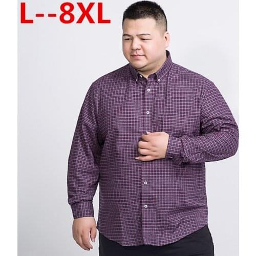 8XL 6XL 5XL 4XL spring autumn mens fashion 100% cotton brand long sleeve plaid shirts male retro style vintage casual shirt men