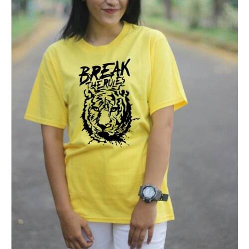 Gothic Style Break The Rule Tiger Print t shirt women Vintage Cartoon 100% Cotton tops & tees Brand womens Feminist t-shirt