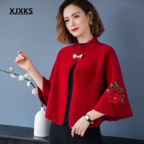 XJXKS Gorgeous Cardigans Sweaters Plus Size Harajuku Knitted Cloak Furry Shawl Cardigan Elegant Women Sweater Coat