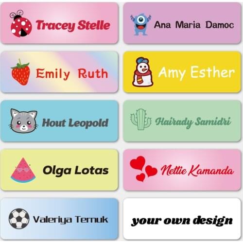 Free Shipping Custom Name Stickers 14x40mm 100 Pieces Pack Personalized School Stickers Waterproof Vinyl Labels For Children