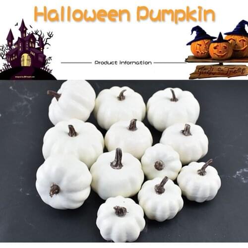 12Pcs Artificial White Pumpkins Halloween Artificial White Pumpkins Decoration