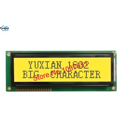 Free shipping 2pcs LCD 1602 big character lcd display module LCM 5V yellow green 122*44mm instead HD44780 JHD162G SPLC780D