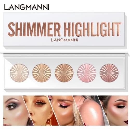 5 Colors Crystal Highlighter Facial Bronzers Powder Palette Shimmer Illuminator Contouring Brighten 3D Face Powder Makeup
