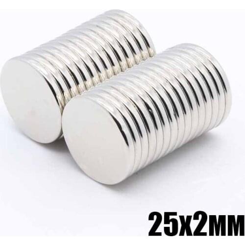 50pcs 25x2 mm neodymium magnet 25*2 mm DISC strong rare earth magnets 25mmx2mm NdFeB permanent round strong magnetic