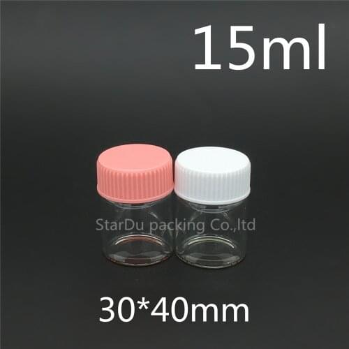 500pcs 30*40mm 15ml screw neck glass bottle with Plastic cap for vinegar or alcohol,carft/storage candy bottle