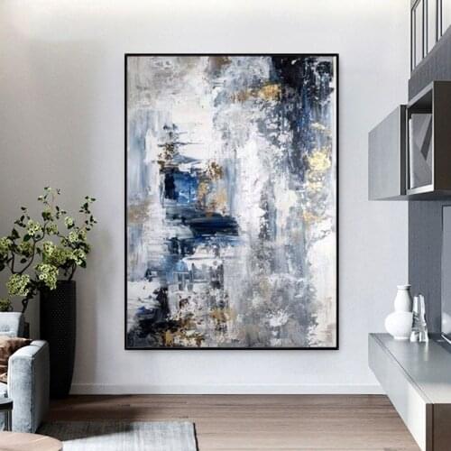 Abstract oil painting handmade blue modern mural art for home Cuadros canvas painting large sofa decoration frameless painting
