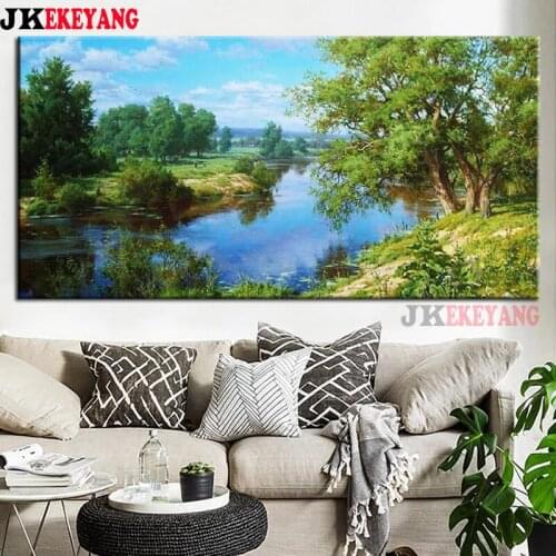 Large 5D Diy diamond painting Beautiful Forest river Diamond Mosaic Rhinestone Embroidery cross stitch Y3946
