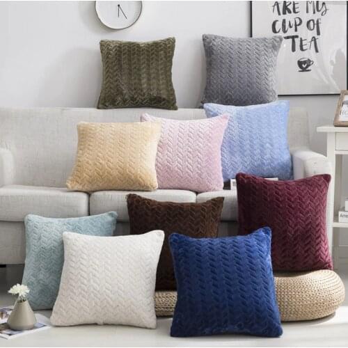 Sofa Embrace Pillow Case Home Textile Solid Leaves 3D Cushion Cover Short Plush Decorative Throw Pillow Cover Seat