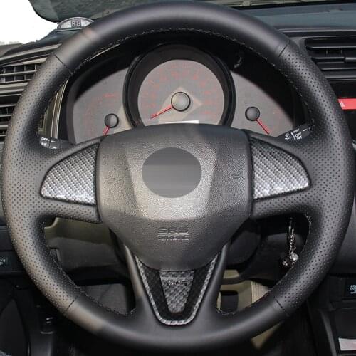 DIY Steering Wheel Cover Custom For Honda Fit 2016 2017 New Fit Honda City 2015-2017 Stitch On Wrap Interior Accessories