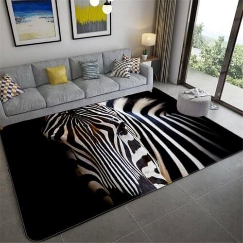 Black Zebra Pattern Big Carpet For Living Room Europe And America Animal Printed Bedroom Rug Soft Sponge Bathroom Mat