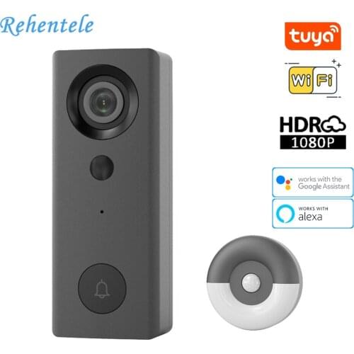 Smart Home 1080P HD WiFi Wired Video Doorbell Tuya Doorbell with Security Camera Two-Way Talk Support Alexa Google Home Doorbell