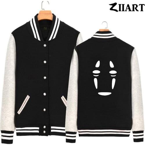 No face faceless spirited away Couple Clothes Man Boys Full Zip Autumn Winter Fleece Baseball jackets ZIIART