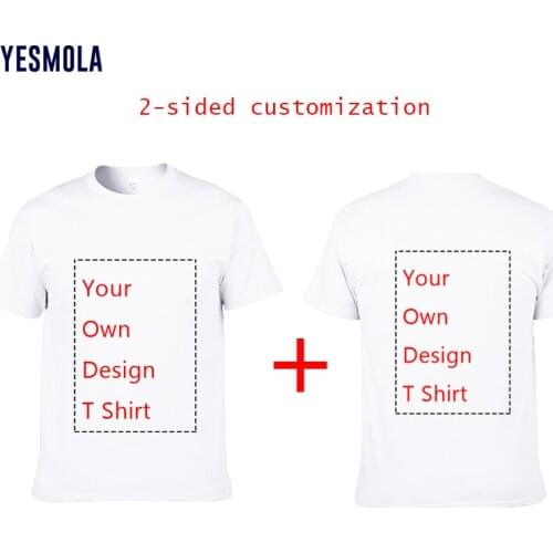 YESMOLA 2-sided DIY Print T Shirt Mens Cotton Customized T Shirt Print Your Own Design High Quality White Tshirt Own Pattern