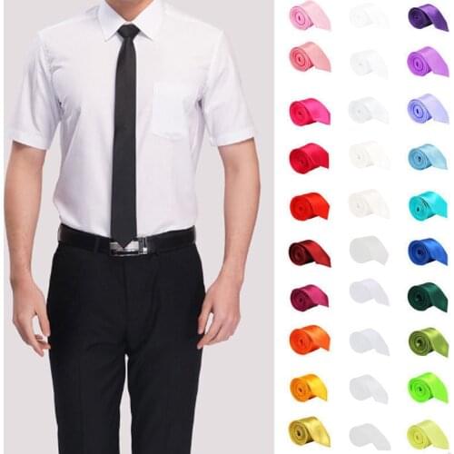 Tie for Men Slim Tie Solid color Necktie Polyester Narrow Cravat 5cm width 35 colors Royal Blue Gold Party Formal Ties Fashion