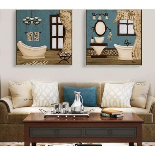 Canvas Printed Nordic Style Modern Retro HD Pictures Bathroom Poster Painting Wall Artwork Home Living Room Decoration Modular