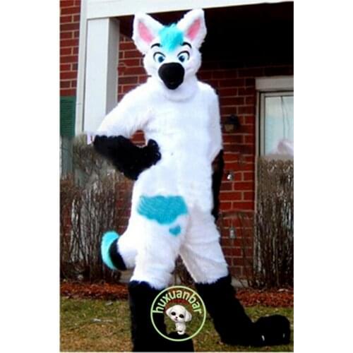 Halloween Long Fur White Husky Mascot Costume Suits Cosplay Party Game Dress Clothing Advertising Christmas Cartoon Character