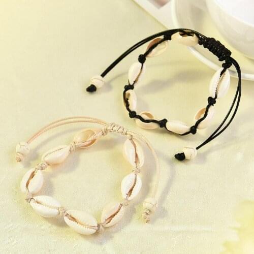 Hot Sale Handmade Natural Seashell Hand Knit Bracelet Bracelets Strand Women Beaded womens Bracelet Gift Shell Accessories I3Z6