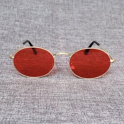 Vintage Retro Small Oval Sunglasses Men Ellipse Metal Frame Party Eyewear Marine Lens Ladies Sun Glasses Women Eyeglass UV400