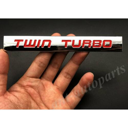 Metal Chrome Red Twin Turbo Engine Car Emblem Badge Decals Sticker 3.5 6.4L