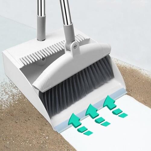 Broom Dustpan Set Long Handle Upright Standing 180 Degree Rotating for Home Room Household Merchandises