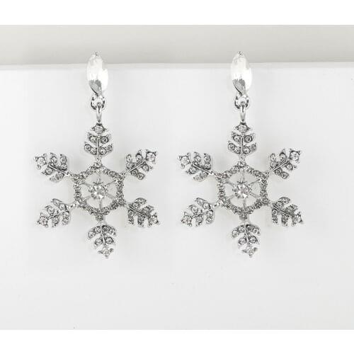 Sweet Girl Earrings 2020 Korean Fashion New Earrings Christmas Snowflake Super Flash Crystal Net Red Long Earrings Oorbellen